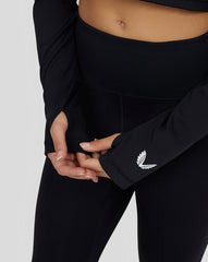 Women'S Black Carbon Long Sleeve Crop Training Top