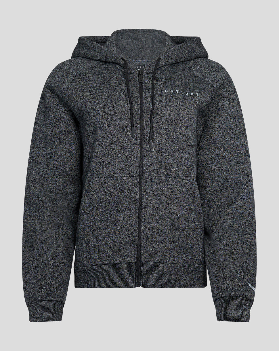 Women'S Black Marl Zip Through Hoody