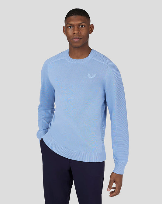 Golf Knitted Crew Neck Sweatshirt - Sky Blue