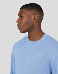 Golf Knitted Crew Neck Sweatshirt - Sky Blue