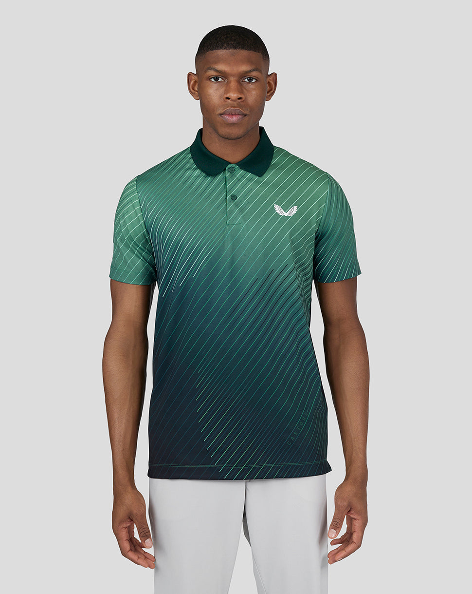 Golf Geo Print Polo - Hunter Green