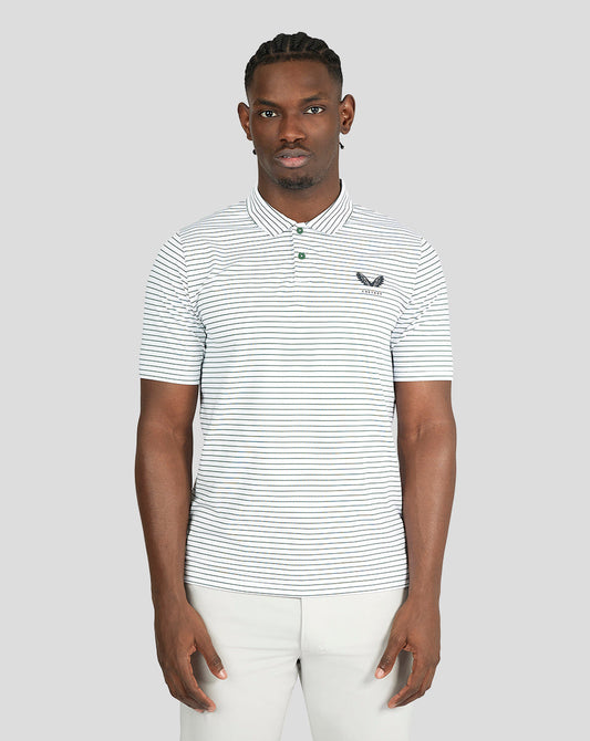 Hunter White/green Golf Stripe Polo