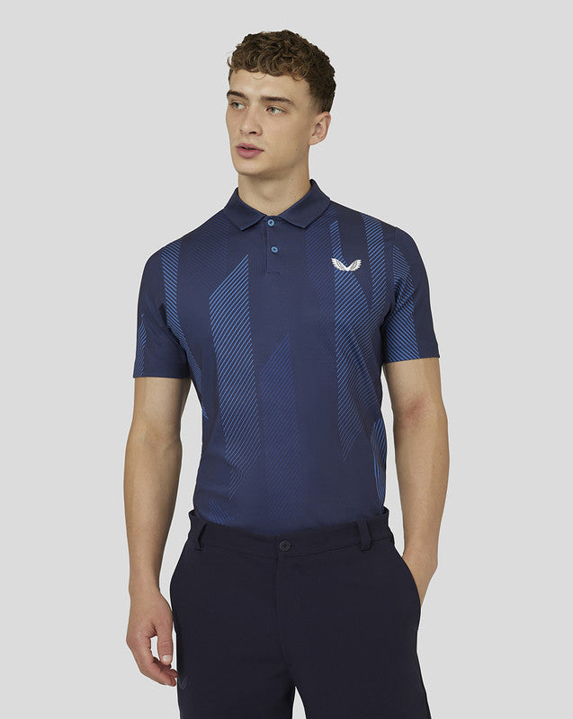 MEN'S GOLF PRINTED POLO-Navy