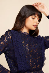 Little Mistress Navy Lace Top