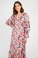 Little Mistress Floral Wrap Midaxi Dress