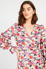 Little Mistress Floral Wrap Midaxi Dress