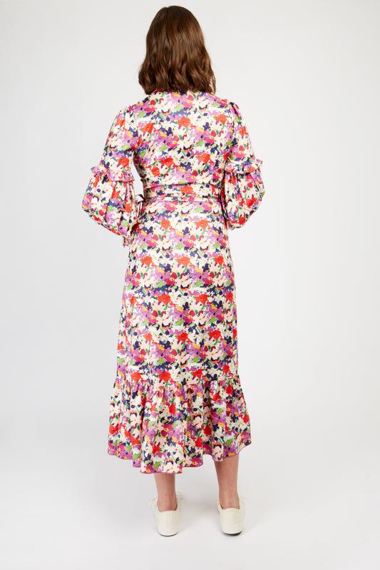 Little Mistress Floral Wrap Midaxi Dress