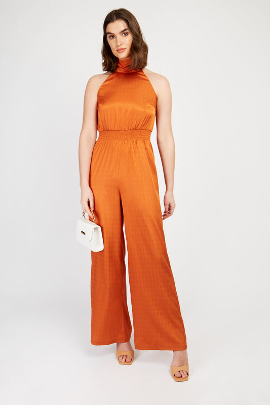 Little Mistress Copper Satin Jumpsuit