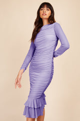 Little Mistress Lavender Mesh Midi Dress