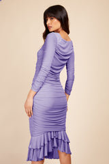 Little Mistress Lavender Mesh Midi Dress