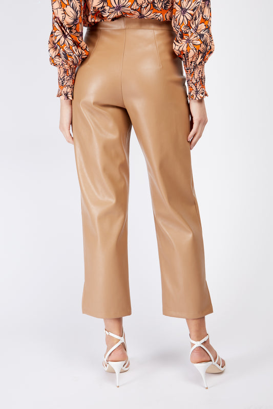 Little Mistress Camel Pu Trousers