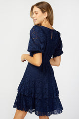 Little Mistress Navy Lace Tiered Mini