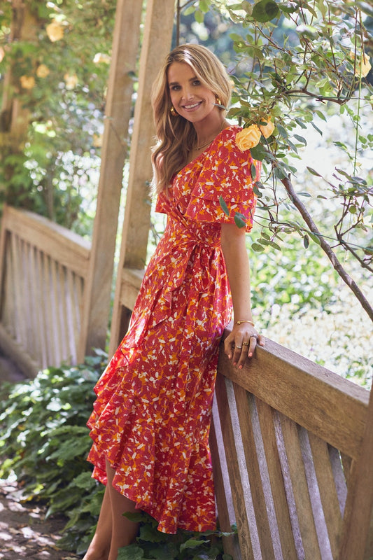 Little Mistress Floral Wrap Midaxi Dress By Vogue Williams