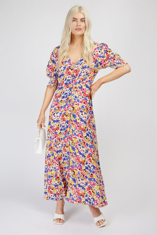 Little Mistress Floral Button Midaxi Dress By Vogue Williams