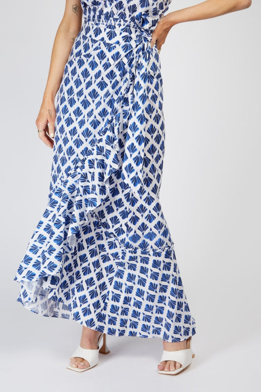 Little Mistress Blue Print Wrap Skirt By Vogue Williams