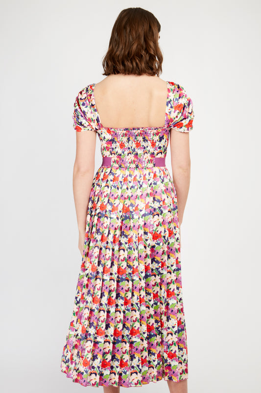 Little Mistress Floral Pleat Midaxi Dress