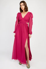 Little Mistress Orchid Cut Out Maxi Dress