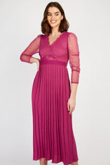 Little Mistress Orchid Pleat Midaxi Dress