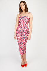 Little Mistress Print Tie Midi Dress