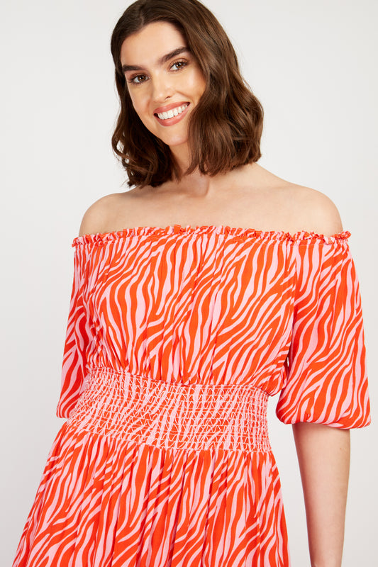 Little Mistress Zebra Print Midaxi Dress