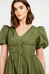 Little Mistress Khaki Tie Midaxi Dress