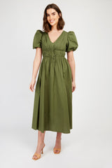 Little Mistress Khaki Tie Midaxi Dress