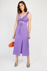 Little Mistress Purple Satin Midaxi Dress