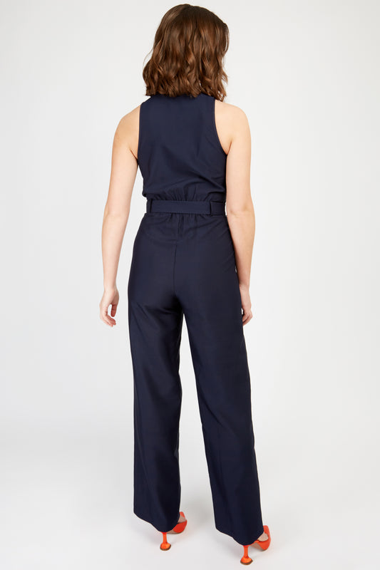 Little Mistress Navy Button Jumpsuit