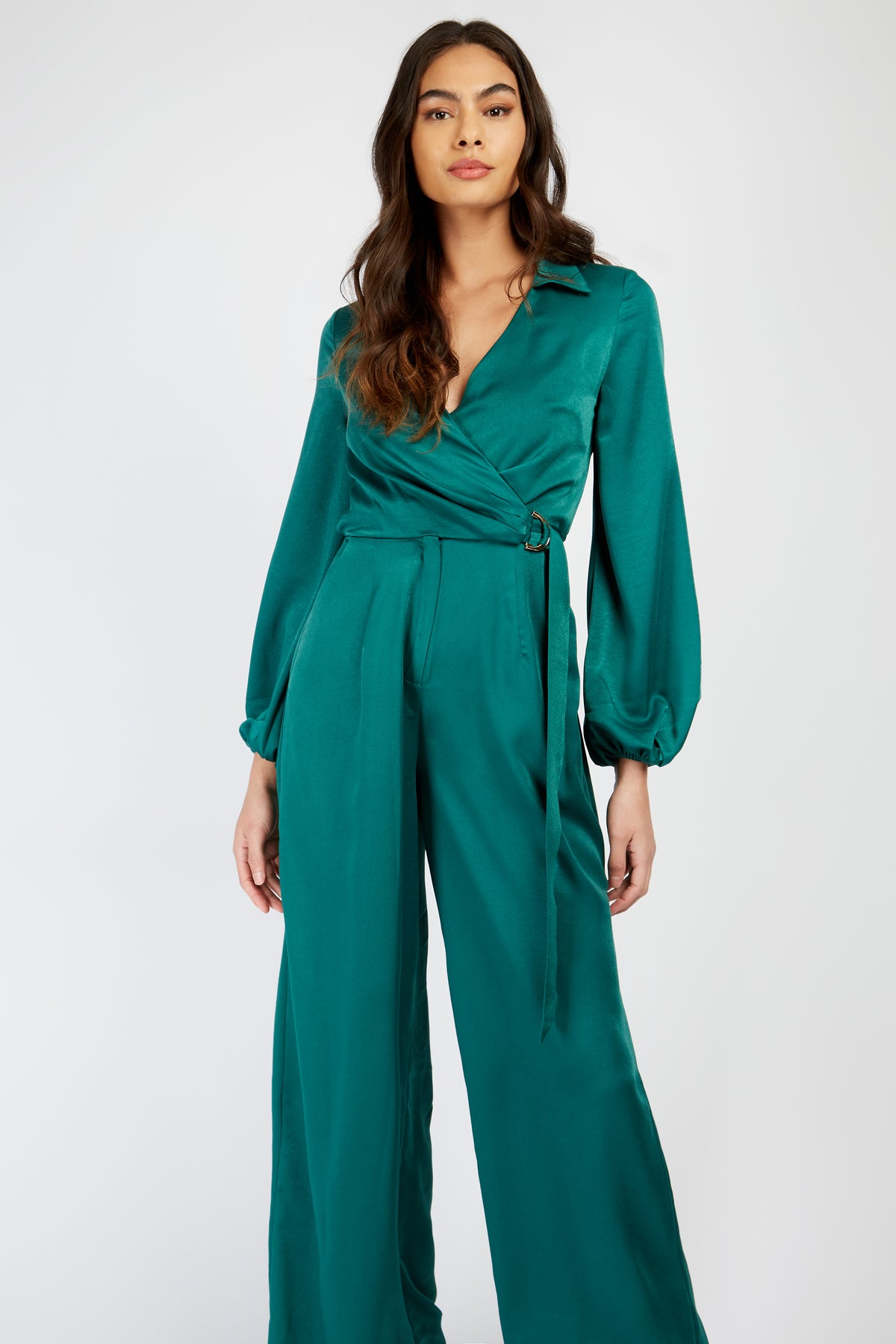 Little Mistress Emerald Satin Jumpsuit