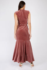 Little Mistress Rose Devore Maxi Dress