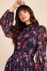 Little Mistress Floral Mesh Midaxi Dress