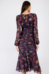 Little Mistress Floral Ruched Midaxi Dress