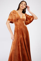 Little Mistress Gold Velvet Maxi Dress