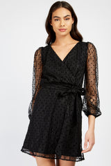 Little Mistress Black Spot Lace Mini Dress