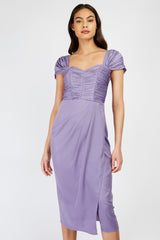 Little Mistress Lavender Satin Midi Dress