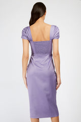 Little Mistress Lavender Satin Midi Dress