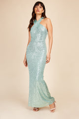 Little Mistress Mint Sequin Maxi Dress