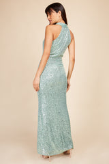 Little Mistress Mint Sequin Maxi Dress