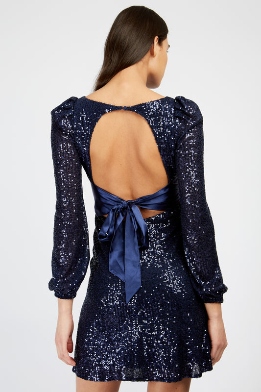 Little Mistress Navy Sequin Mini Dress