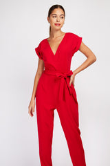 Little Mistress Red Stretch Crepe Jumpsuit