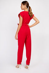 Little Mistress Red Stretch Crepe Jumpsuit