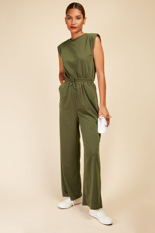 Little Mistress Khaki Sweat Jumpsuit