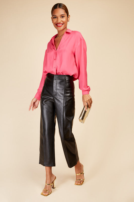 Little Mistress Vogue Williams Edit Fuchsia Satin Oversized Shirt