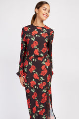 Little Mistress Floral Print Split Hem Midi Dress