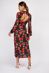 Little Mistress Floral Print Split Hem Midi Dress