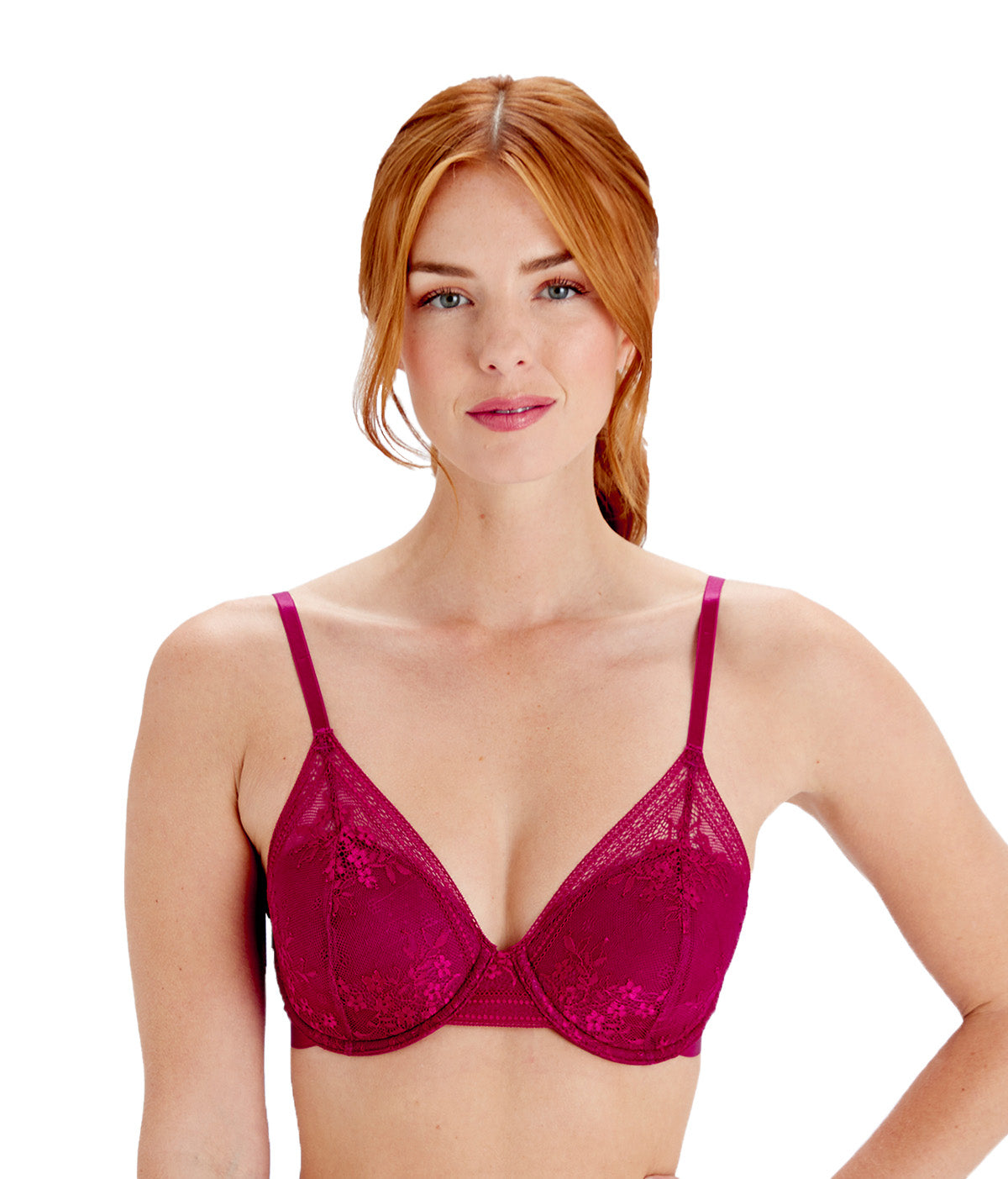 Pretty Polly Botanical Plunge Underwired Bra-Fuchsia