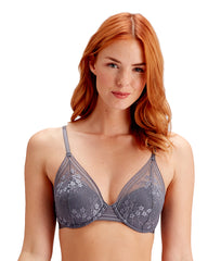 Pretty Polly Botanical Plunge Underwired Bra-Nightshade