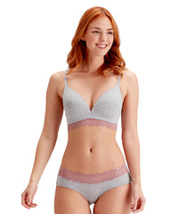 Pretty Polly Casual Comfort Boyshort Panties- Grey Marl Sugar Plum