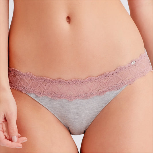 Pretty Polly Casual Comfort Bikini Panties- Grey Marl Sugar Plum