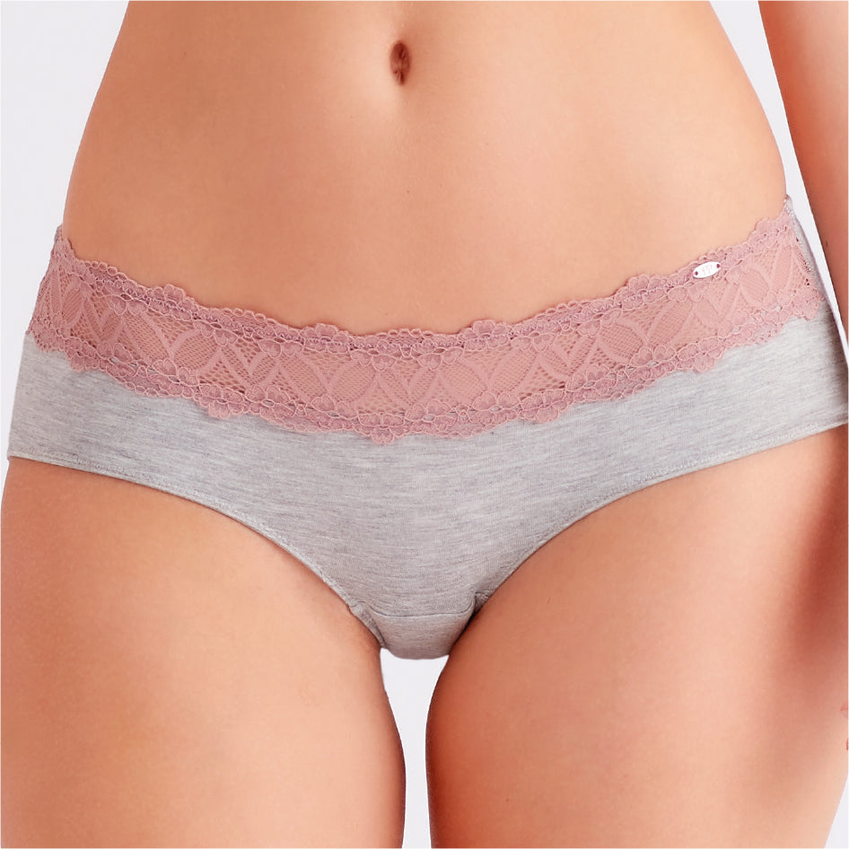 Pretty Polly Casual Comfort Boyshort Panties- Grey Marl Sugar Plum